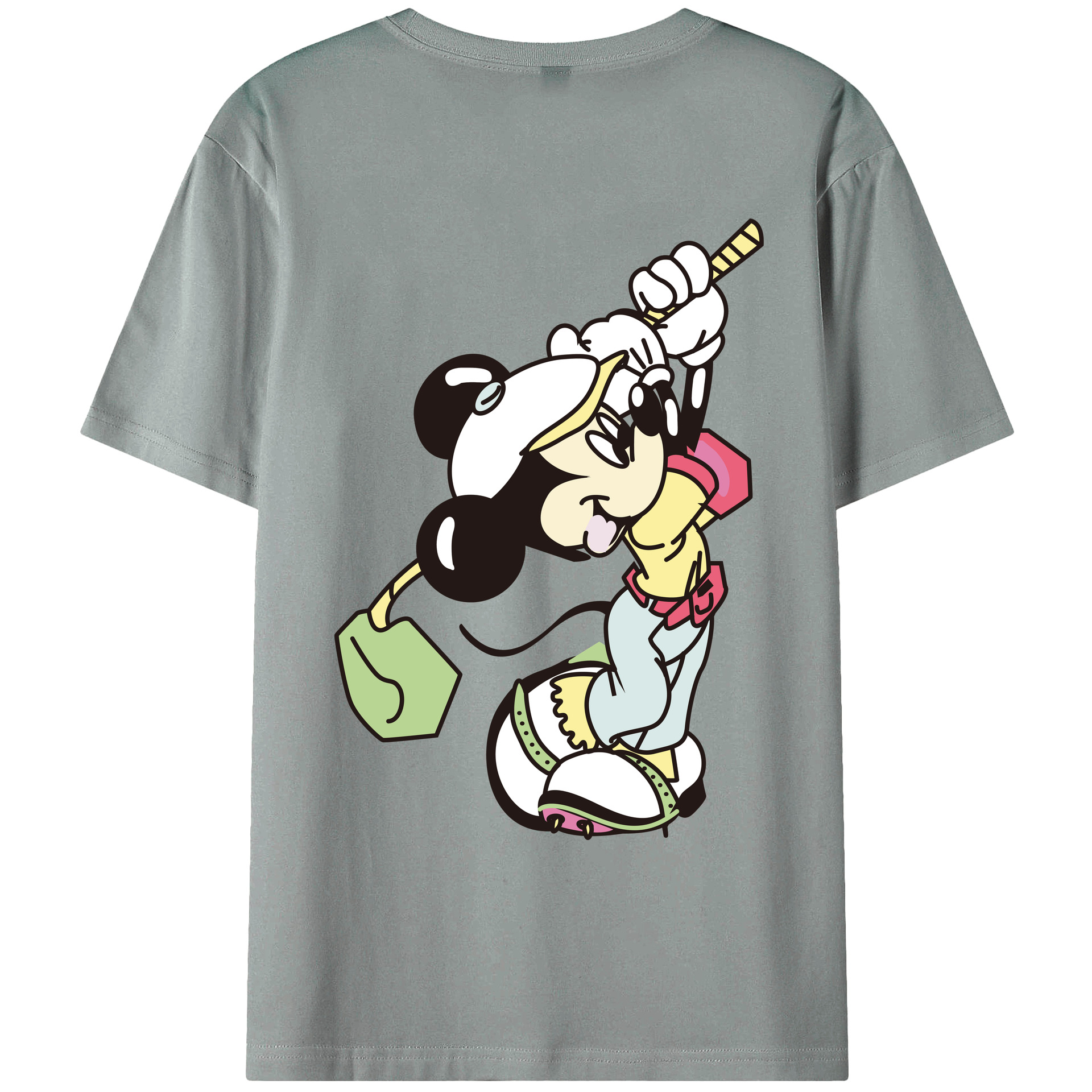 ミッキーマウス Mickey Mouse 綿100％ メンズ半袖Tシャツ（バックプリント） 通気性